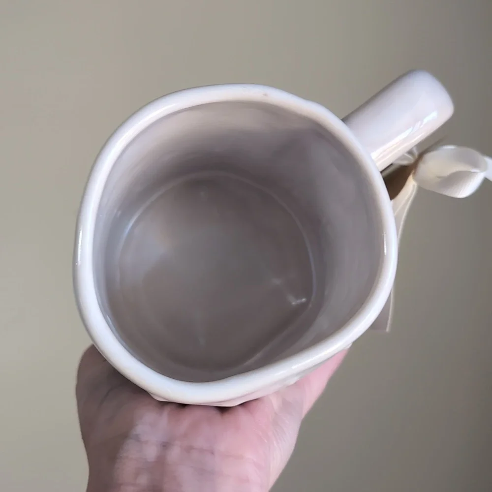 Rae Dunn ALL IS CALM Christmas Reindeer Mug 🦌Allover Snow & Star Detail - Picture 3 of 5